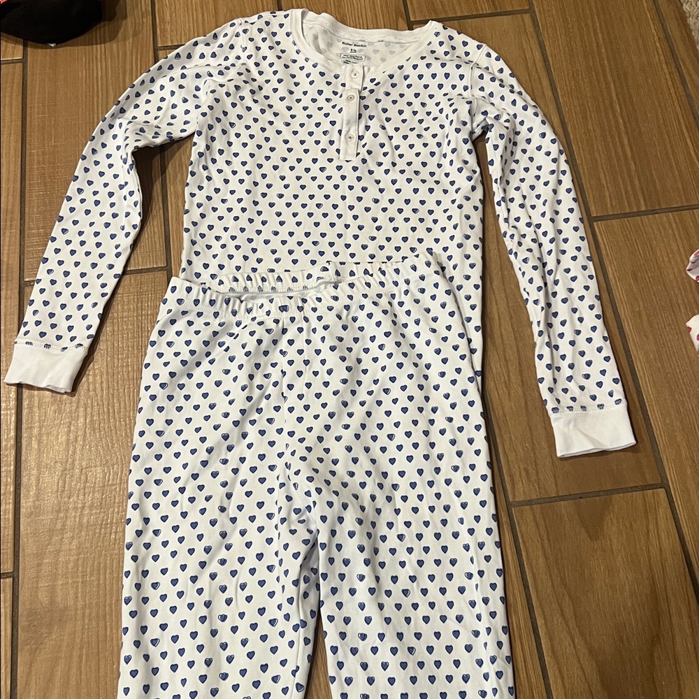 Roller Rabbit White and Blue Heart Pajama Set